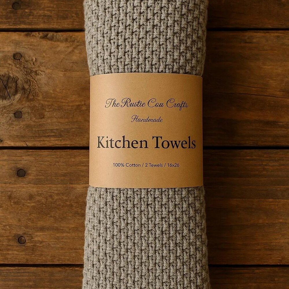 Handmade Knit Gray Dish Towels – Modern Farmhouse Kitchen Decor